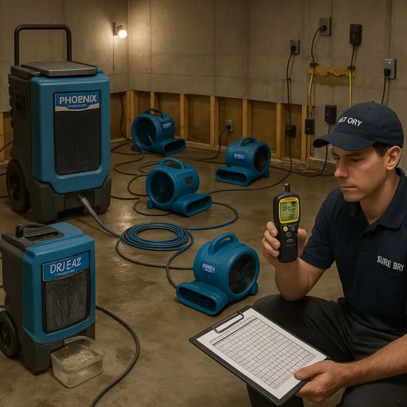 Structural Drying and Dehumidification process in Plymouth County, MA